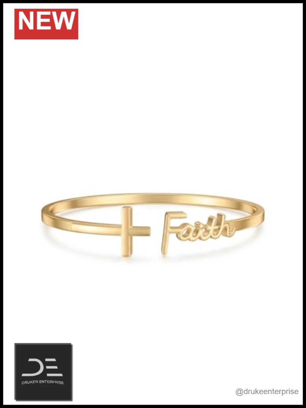 14K Gold Plated Cross Bangle Cuff Bracelet Faith Christian Jewelry Women Gift